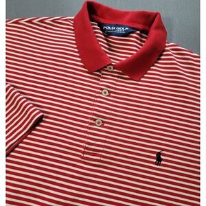 Polo Golf Ralph Lauren Men Polo Shirt Medium Red White Stripe Maryland Terrapins